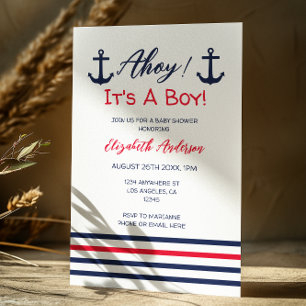 Invitation Ohé C'est un garçon ! Baby shower nautique