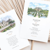 Invitation Oheka Castle New York Watercolor Wedding