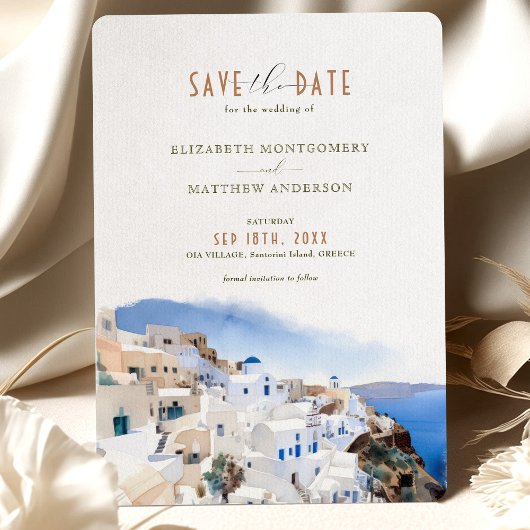Invitation Oia Village Santorini Enregistrer La Date Mariage