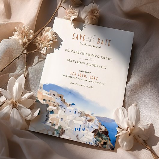 Invitation Oia Village Santorini Enregistrer La Date Mariage