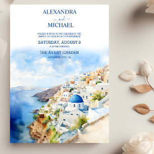 Invitation Oia Village Santorini Île Grèce Mariage