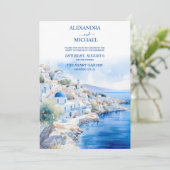 Invitation Oia Village Santorini Île Grèce Mariage (Debout devant)