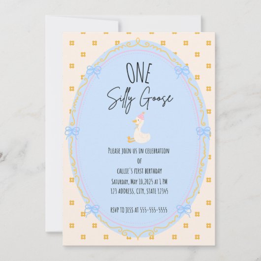 Invitation Oie bête premier anniversaire (Devant)