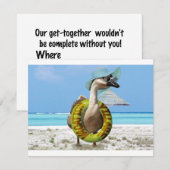 Invitation Oie drôle à la plage (Devant / Derrière)