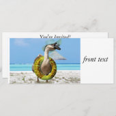Invitation Oie drôle à la plage (Devant / Derrière)