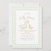 Invitation Oie En vichy Canard Genre Neutra Baby shower (Devant)