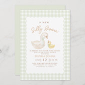 Invitation Oie En vichy Canard Genre Neutra Baby shower (Devant / Derrière)