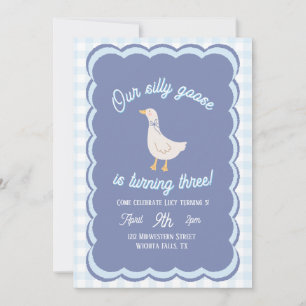 Invitation Oie Folle Vintage Bleue, Anniversaire Tout Âge