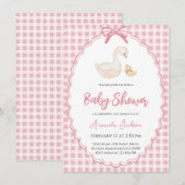 Invitation Oie-mère rose et Baby shower Gosling (Devant / Derrière)