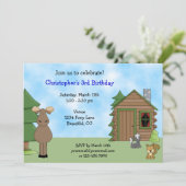 Invitation Oie mignonne et animaux Cabines des bois Anniversa (Debout devant)