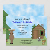 Invitation Oie mignonne et animaux Cabines des bois Anniversa (Devant / Derrière)