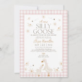 Invitation Oie sotte sur le Baby shower perdu rose En vichy (Devant)