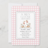 Invitation Oie sotte sur le Baby shower perdu rose En vichy (Devant)