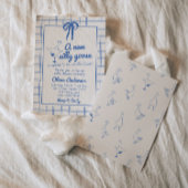 Invitation Oie Tirée En vichy Ruban Bébé Garçon Douche