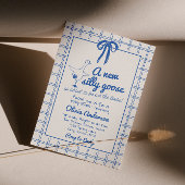 Invitation Oie Tirée En vichy Ruban Bébé Garçon Douche