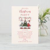 Invitation Oies de Noël dans des Tricots Confortables (Debout devant)