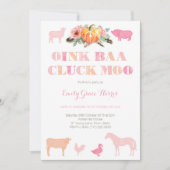 Invitation Oink Baa Cluck Moo, fête d'anniversaire de ferme p (Devant)