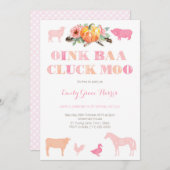 Invitation Oink Baa Cluck Moo, fête d'anniversaire de ferme p (Devant / Derrière)