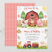 Invitation Oink Baa Quack Moo Farm Animals Birthday (Devant / Derrière)