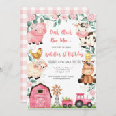 Invitation Oink Baa Quack Moo Farm Animals Birthday (Devant / Derrière)