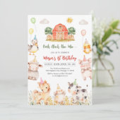 Invitation Oink Baa Quack Moo Farm Animals Birthday (Debout devant)