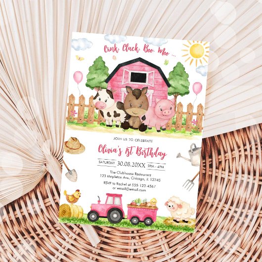 Invitation Oink Baa Quack Moo Farm Animals Birthday