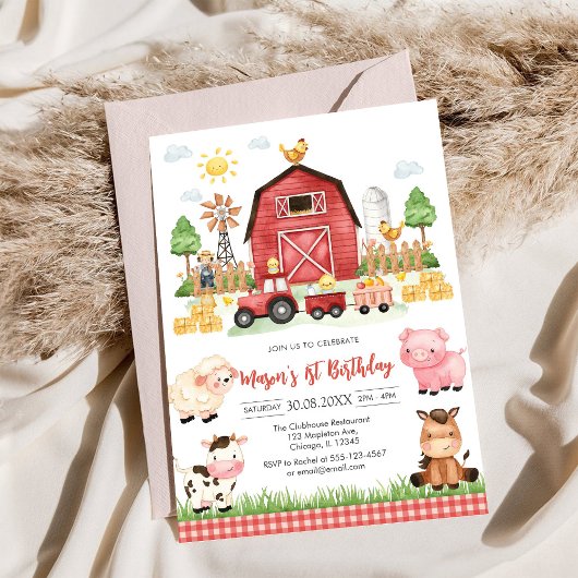 Invitation Oink Baa Quack Moo Farm Animals Birthday