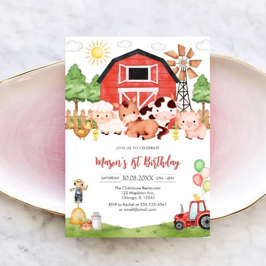 Invitation Oink Baa Quack Moo Farm Animals Birthday