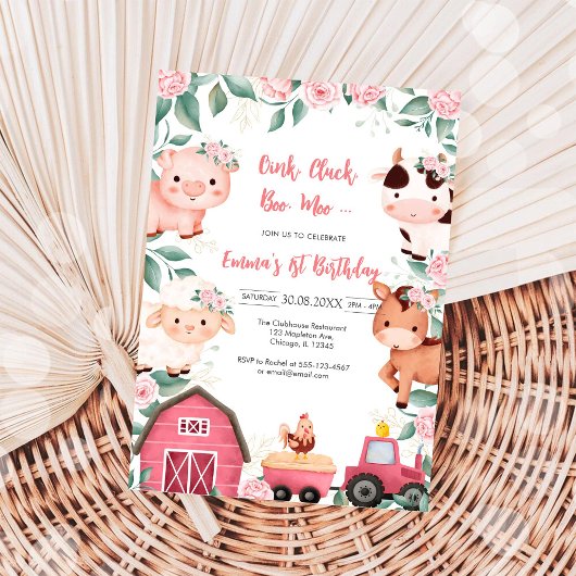 Invitation Oink Baa Quack Moo Farm Animals Birthday