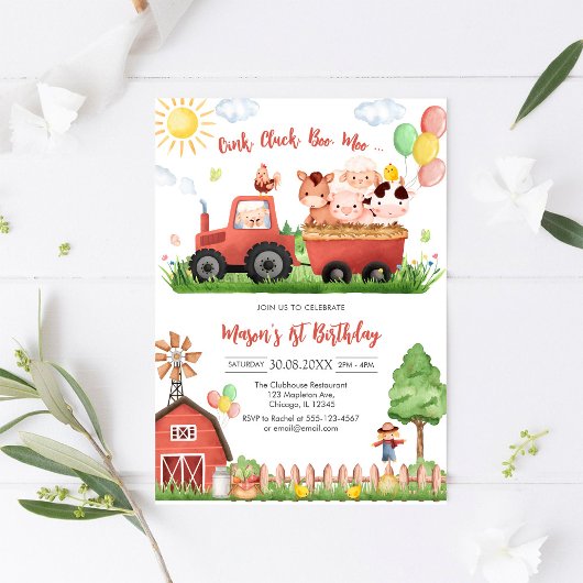 Invitation Oink Baa Quack Moo Farm Animals Birthday