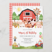 Invitation Oink Baa Quack Moo Farm Animals Birthday (Devant / Derrière)