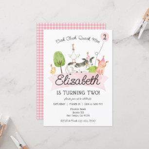 Invitation Oink Baa Quack Moo Girls Barnyard Anniversaire Fêt