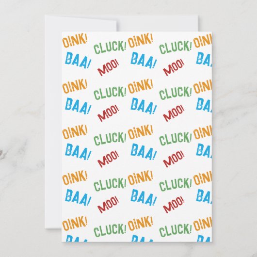 Invitation Oink Cluck Baa Moo Farm Grange Ranch 2e Anniversai (Dos)