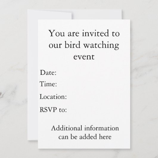 Invitation Oiseau à ailes rouges, John Audubon (Dos)