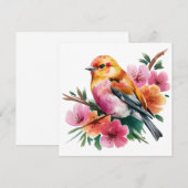 Invitation Oiseau à fleur rose (Devant / Derrière)
