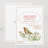 Invitation Oiseau Aquarelle (Devant / Derrière)