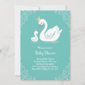 Invitation Oiseau Baby shower cygne avec thème Couronne Turqu (Devant)