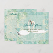Invitation Oiseau blanc vintage d'Aqua (Devant / Derrière)