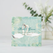Invitation Oiseau blanc vintage d'Aqua (Debout devant)