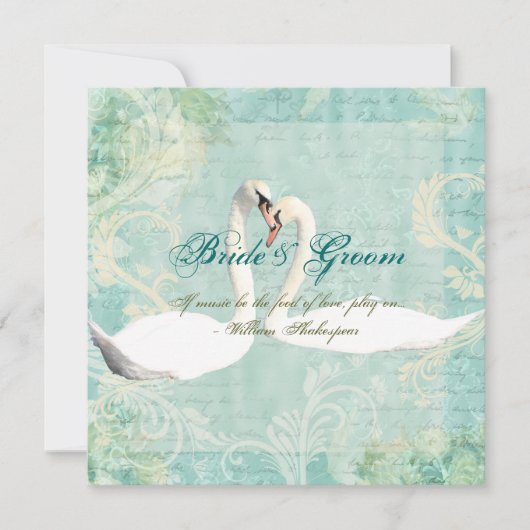 Invitation Oiseau blanc vintage d'Aqua (Devant)