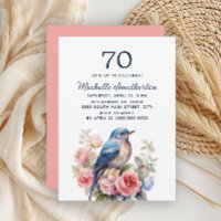 Oiseau Bleu Fleurs Roses 70e Anniversaire
