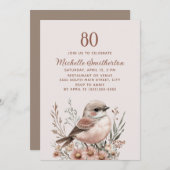 Invitation Oiseau Brown 80e anniversaire (Devant / Derrière)