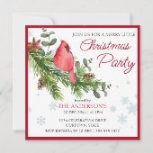 Invitation Oiseau cardinal rouge sur un petit Noël de pin (Devant)