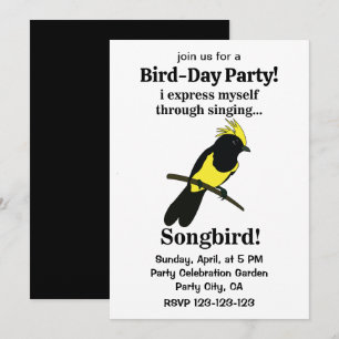 Invitation Oiseau chanteur Mésange Oiseau Drôle Anniversaire