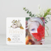 Invitation Oiseau Citrouille Automne Aquarelle Anniversaire P (Debout devant)