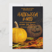 Invitation Oiseau citrouille jaune orange noir (Devant)