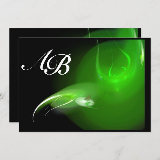INVITATION OISEAU CLAIR EN MONOGRAM VERT (Devant / Derrière)