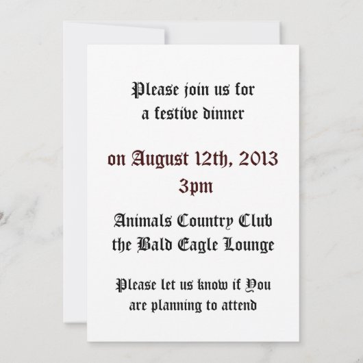 Invitation Oiseau d'aigle à tête blanche (Dos)