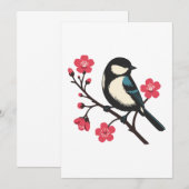 Invitation Oiseau de cerisier en fleur - Art de la sérénité d (Devant / Derrière)