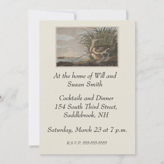 Invitation Oiseau de Courlis à long bec Audubon (Dos)